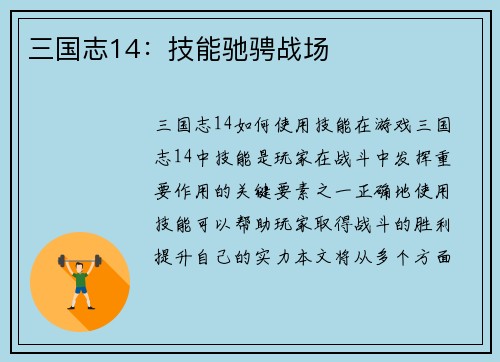 三国志14：技能驰骋战场